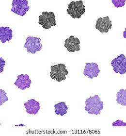 Light Purple, Pink vector seamless natural artwork with flowers. Flowers in natural style on white background. Template for business cards, websites.