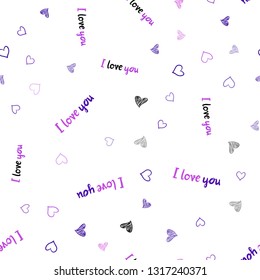 Light Purple, Pink vector seamless background with hearts. Decorative shining illustration with hearts on abstract template. Design for ad, poster, banner of Valentine Day.