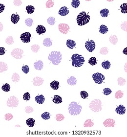 Light Purple, Pink vector seamless natural backdrop with leaves. Brand new colored illustration in blurry style with leaves. Pattern for trendy fabric, wallpapers.