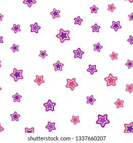 Light Purple, Pink vector seamless pattern with christmas stars. Shining colored illustration with stars. Pattern for trendy fabric, wallpapers.