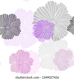 Light Purple, Pink vector seamless natural artwork with flowers. Abstract illustration with flowers in doodles style. Pattern for design of fabric, wallpapers.