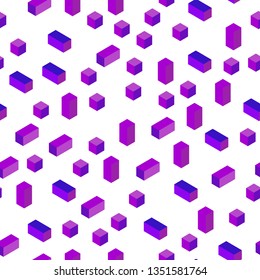 Light Purple, Pink vector seamless, isometric cover in polygonal style. Illustration with set of colorful rectangles. Design for wallpaper, fabric makers.