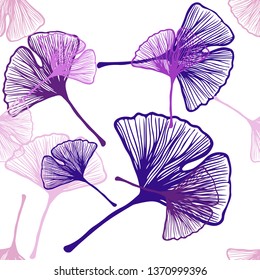 Light Purple, Pink vector seamless natural artwork with leaves. Shining colored illustration with leaves in doodle style. Pattern for trendy fabric, wallpapers.