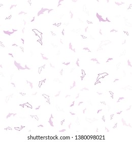 Light Purple, Pink vector seamless template with dolphins. Shining illustration of colorful gradient sea dolphins. Pattern for websites of animals.