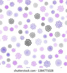 Light Purple, Pink vector seamless template with ice snowflakes. Modern geometrical abstract illustration with crystals of ice. Trendy design for wallpaper, fabric makers.