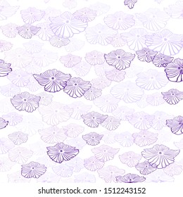 Light Purple, Pink vector seamless elegant pattern with flowers. Abstract illustration with flowers in doodles style. Texture for window blinds, curtains.
