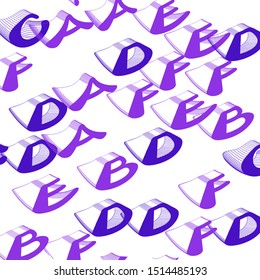 Light Purple, Pink vector seamless layout with 3D latin alphabet. Abstract illustration with colorful 3D latin alphabet. Design for textile, fabric, wallpapers.