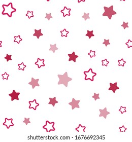 Light Purple, Pink vector seamless template with sky stars. Modern geometrical abstract illustration with stars. Design for textile, fabric, wallpapers.