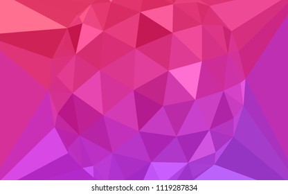 Light Purple, Pink vector shining triangular layout with a gem in a centre. Illustration in halftone style with triangles. Brand new style for your business design.