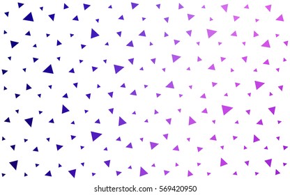 Light Purple Pink vector of small triangles on white background. Illustration of abstract texture of triangles. Pattern design for banner, poster, cover.