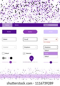 Light Purple, Pink vector style guide with circles. Web ui kit with abstract gradient circles in its header. This sample is for your landing page.