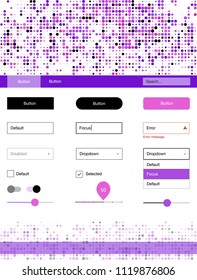 Light Purple, Pink vector style guide with circles. Colorful ui/ux kit with header consisted of spheres. This template you can use for websites.