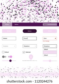 Light Purple, Pink vector style guide with circles. Beautiful ui ux kit with colorful dots in its header. Beautiful layout for websites, landing pages.