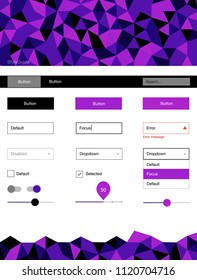 Light Purple, Pink vector style guide with triangles. Decorative ui kit design in abstract style with colorful crystals. This template you can use for websites.