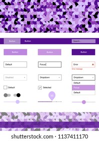 Light Purple, Pink vector style guide with circles. Simple Material Design Kit with colorful dots in header. Simple colorful design for websites.