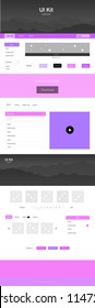 Light Purple, Pink vector style guide with mountains. Colorful ui/ux kit with header consisted of hills & rocks. Simple colorful design for tourist websites.