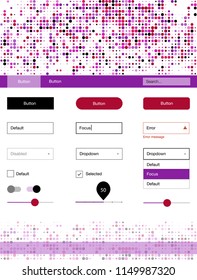Light Purple, Pink vector style guide with circles. Colorful ui/ux kit with header consisted of spheres. Beautiful layout for websites, landing pages.