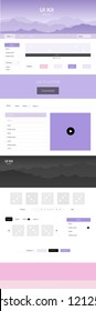 Light Purple, Pink vector style guide with mountains. Simple Material Design Kit with colorful mountains in header. Modern template for your landing page.
