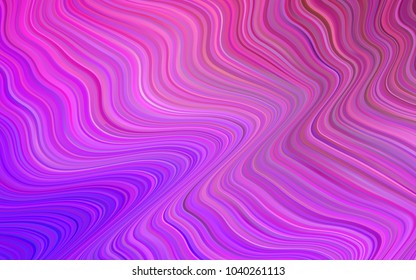 Light Purple, Pink vector template with lines, ovals. Glitter abstract illustration with wry lines. Textured wave pattern for backgrounds.