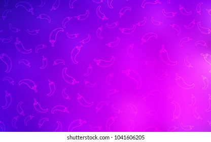Light Purple, Pink vector template with organic peppers. Glitter abstract sketch with hot peppers. Design for ad, poster, banner of cafes or restaurants.