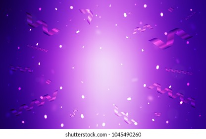 Light Purple, Pink vector template with carnival confetti. Glitter abstract illustration with colorful confetti, ribbons. New design for ad, poster, banner of your Party.