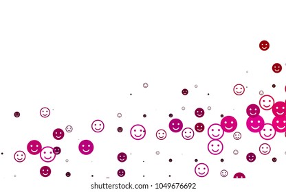 Light Purple, Pink vector template with sweet snacks. Blurred decorative design of smiles in doodle style. Beautiful design for your business advert.