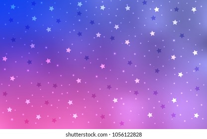 Light Purple, Pink vector template with sky stars. Shining colored illustration with stars. The template can be used as a background.