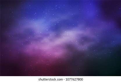 Light Purple, Pink vector template with space stars. Glitter abstract illustration with colorful cosmic stars. Pattern for astronomy websites.