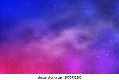 Light Purple, Pink vector template with space stars. Blurred decorative design in simple style with galaxy stars. Template for cosmic backgrounds.