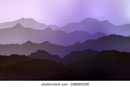 Light Purple, Pink vector template with lines, ovals. Creative geometric illustration in mountain style with gradient. Mountain design for your web site.