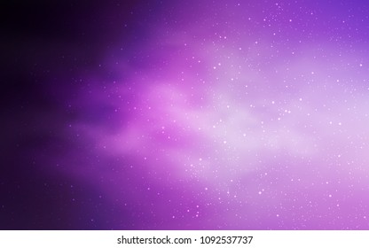 Light Purple, Pink vector template with space stars. Shining colored illustration with bright astronomical stars. Smart design for your business advert.