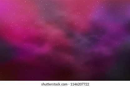 Light Purple, Pink vector template with space stars. Blurred decorative design in simple style with galaxy stars. Best design for your ad, poster, banner.