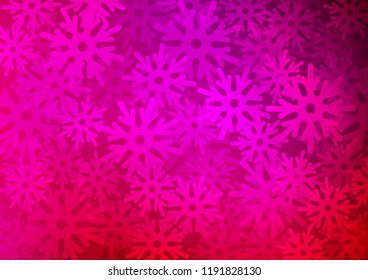Light Purple, Pink vector template with ice snowflakes. Glitter abstract illustration with crystals of ice. The pattern can be used for year new  websites.