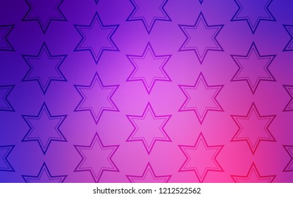 Light Purple, Pink vector template with sky stars. Shining colored illustration with stars. Pattern for new year ad, booklets.