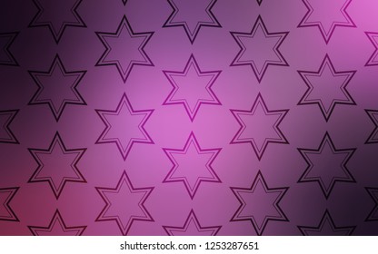 Light Purple, Pink vector template with sky stars. Shining colored illustration with stars. Best design for your ad, poster, banner.