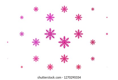 Light Purple, Pink vector template with ice snowflakes. Glitter abstract illustration with crystals of ice. New year design for your business advert.
