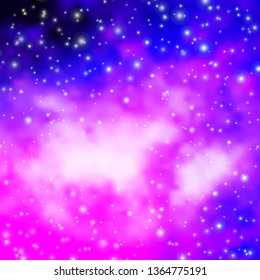 Light Purple, Pink vector template with neon stars. Decorative illustration with stars on abstract template. Pattern for wrapping gifts.