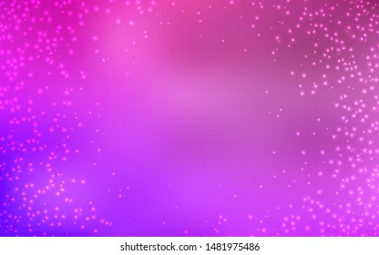 Light Purple, Pink vector template with space stars. Space stars on blurred abstract background with gradient. Pattern for futuristic ad, booklets.