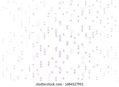 Light Purple, Pink vector template with isolated numerals. Shining colorful illustration with isolated Digit signs. Smart design for university advert.