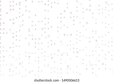 Light Purple, Pink vector template with isolated numerals. Blurred design in simple style with collection of numerals. Smart design for university advert.