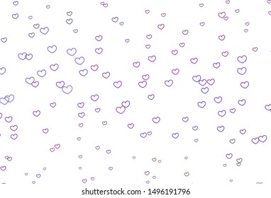 Light Purple, Pink vector template with doodle hearts. Decorative shining illustration with hearts on abstract template. Pattern for marriage gifts, congratulations.