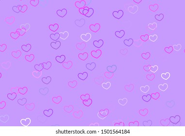 Light Purple, Pink vector template with doodle hearts. Hearts on blurred abstract background with colorful gradient. Design for ad, poster, banner of Valentine Day.