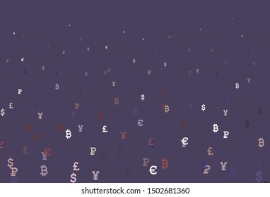 Light Purple, Pink vector template with currency. Abstract illustration with colored financial digital symbols. Design for ad, poster, banner of money making.