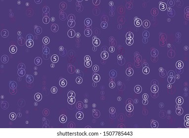 Light Purple, Pink vector template with isolated numerals. Colored mathematic signs with gradient on white background. Best design a poster, banner of a math college.