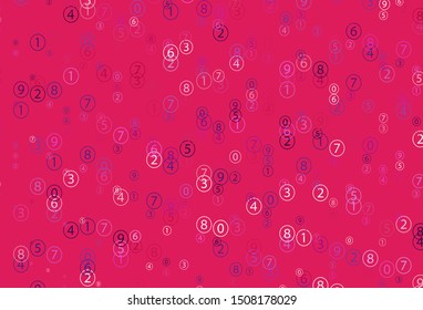 Light Purple, Pink vector template with isolated numerals. Shining colorful illustration with isolated Digit signs. Smart design for university advert.