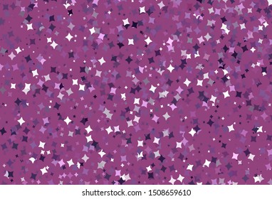 Light Purple, Pink vector template with sky stars. Shining colored illustration with stars. Smart design for your business advert.