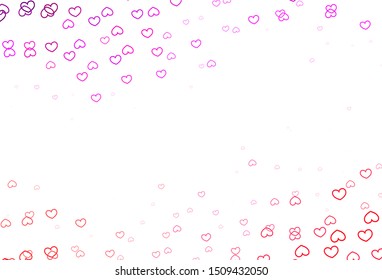 Light Purple, Pink vector template with doodle hearts. Decorative shining illustration with hearts on abstract template. Pattern for marriage gifts, congratulations.