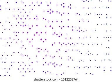 Light Purple, Pink vector template with poker symbols. Glitter abstract sketch with isolated symbols of playing cards. Design for ad, poster, banner of gambling websites.