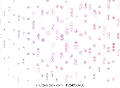 Light Purple, Pink vector template with isolated numerals. Shining colorful illustration with isolated Digit signs. Smart design for university advert.