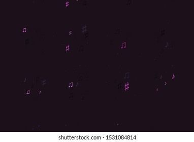 Light Purple, Pink vector template with musical symbols. Modern abstract illustration with melody keys. Template for fasion magazines.
